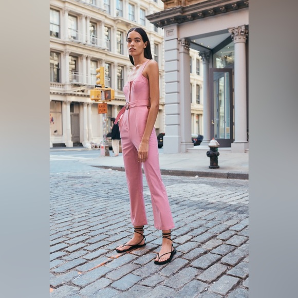 Zara Fitted Jumpsuit with Belt Chalk Pink REF 3564/094 - Picture 2 of 4